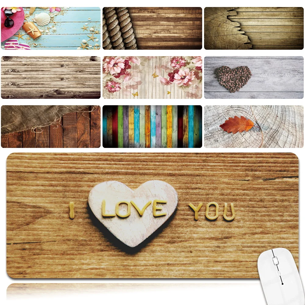 

Portable 2021 New Large Laptop Mouse Mat Anti-slip Waterproof PU Leather Computer Mousepad Wood Pattern Durable Game Mouse-pad