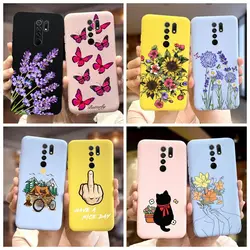 For Xiaomi Redmi 9 Case Soft Silicone Stylish Flower Phone Back Cover For Xiaomi Poco M2 PocoM2 Cases Redmi 9 Redmi9 Prime Coque