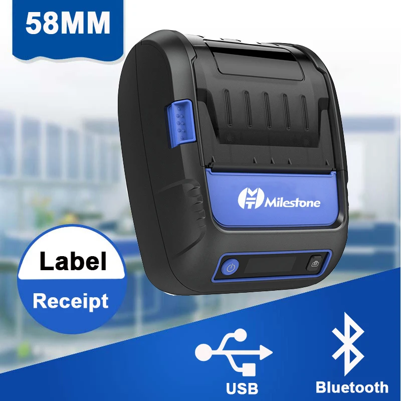 Milestone Label Receipt Impresora Portátil Thermal Printer 58mm  Mobile Printer Portabel Mini Bluetooth принтер Android IOS Heat