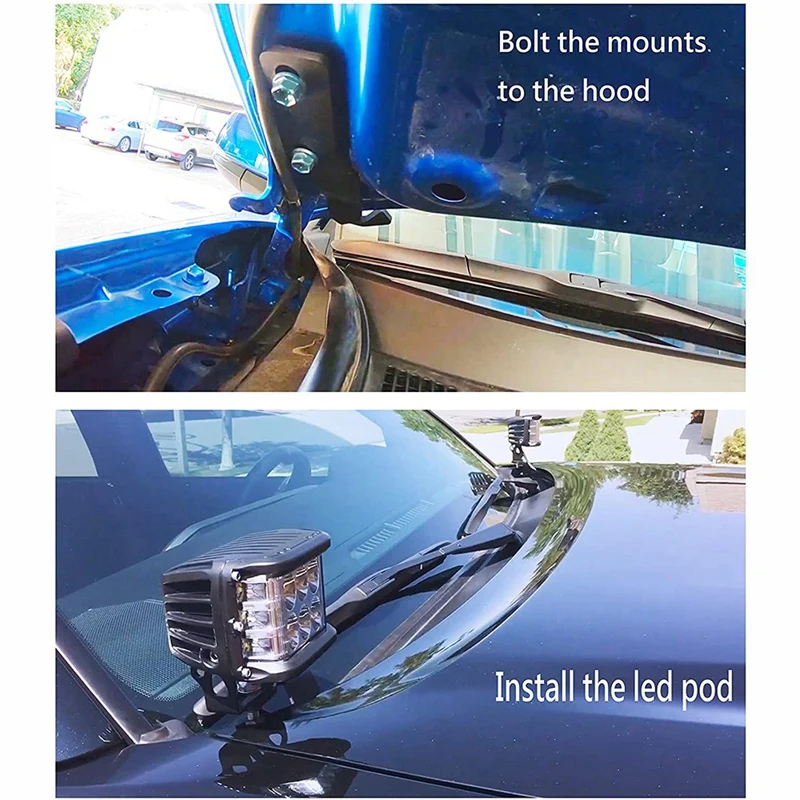 LED Light Pod Metal Hood Mount staffa Kit/Ditch Hood Light staffe per Toyota Tacoma 2005-2015