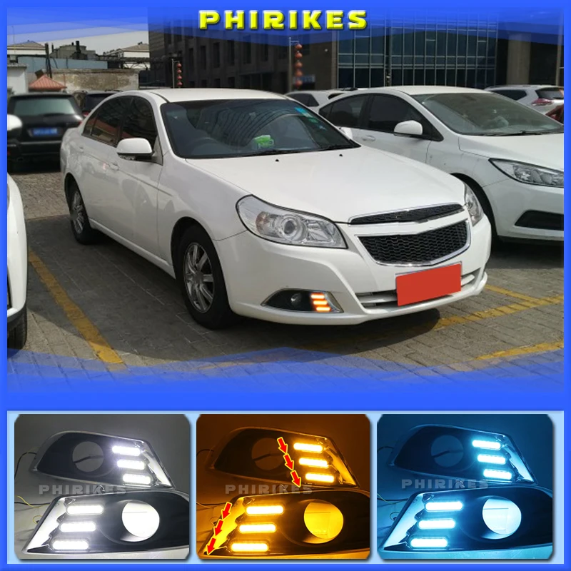 

2PCS White yellow blue LED Fog Lamps Daytime Running Light DRL for Chevrolet Epica 2013 2014