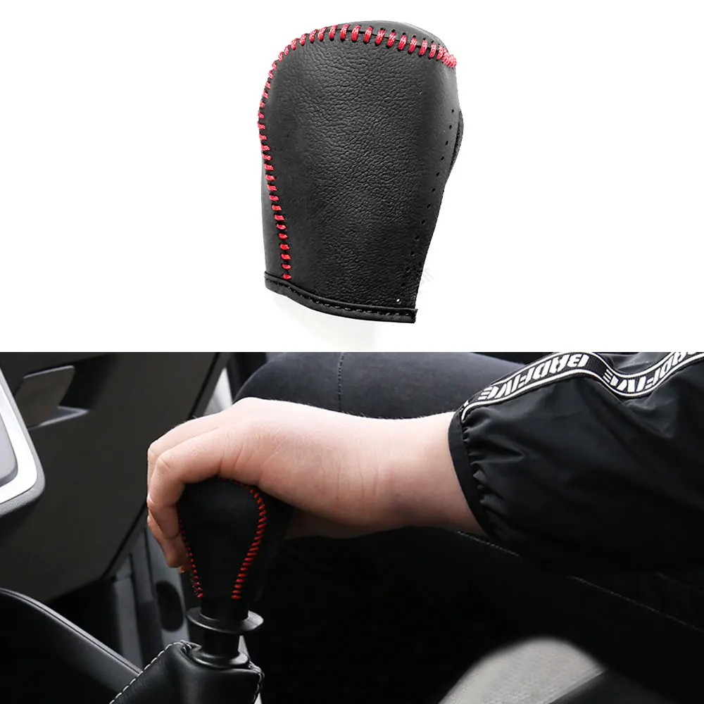 Muchkey Leather Gear Shift Knob Cover MT For Tiguan 2012 2013 2014 2015 6 Speed Manual Shift Lever