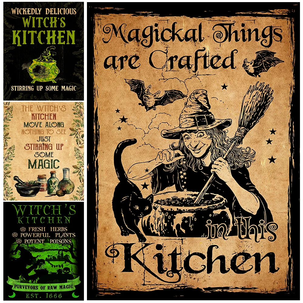 Wickedly Delicious And Witch Kitchen Art Print Poster And Print Witchcraft And Magic Wall Art Canvas Painting Decor Unframed