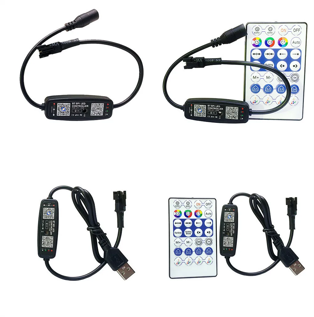 

DC USB Bluetooth Pixel Controller 5V 12V 24V WS2811 WS2812B SK6812 SM16703 1903 RGB LED Strip BT SPI Music MIC Remote Controler