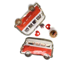 10PCS Small Red Bus Self Sealing Ziplock Bags For Kids Birthday Party Favors Deco Cookies Chocolates Sweet Candy Zipper Bag