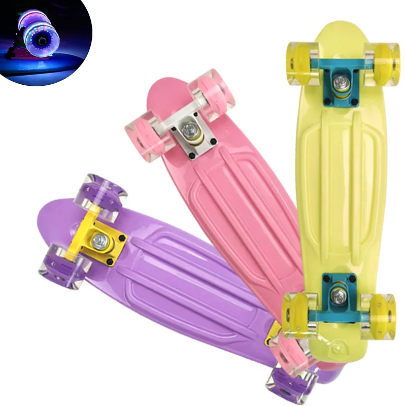 Penny Board dla dzieci, długa deska, Mini deskorolka, koło Flash, plastikowa deska na ryby na zewnątrz, skuter z zabawkami sportowymi, 22 cale
