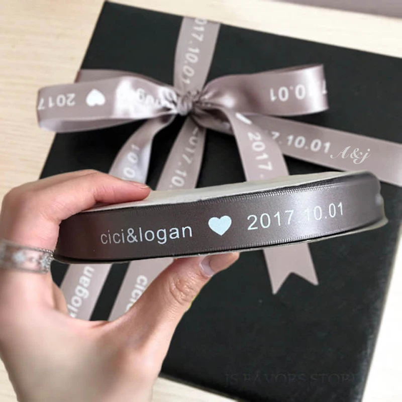 10mm-75mm Custom Printed Ribbon Personal Logo Polyester Rubban Giftbox Baking Wrap Wedding Birthday Anniversary DIY Bracelet