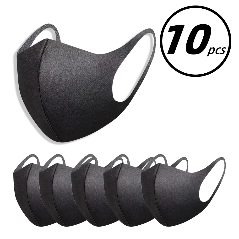 10/20PCS Black Cotton Face Mouth Mask Cover Anti Haze Dustproof Washable Women Men Adult Mouth Masks Mascarilla