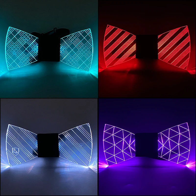 Luminous Butterfly LED Bow Tie for Men, Bow Tie, Flashing LED Light Up Necktie, Glow Party Supplies, Valentine Day Novelty Gift