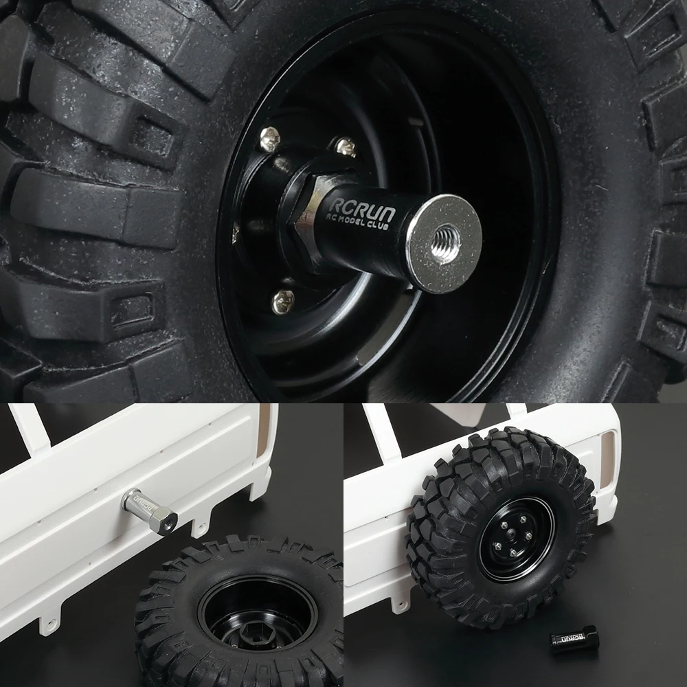 Rcrun Cnc Metalen Reservewiel Hexagon Hub Adapter Mount Voor 1/10 Rc Crawler SCX10 Cherokee Wrangler LC80 TRX4 Defender Bronco body