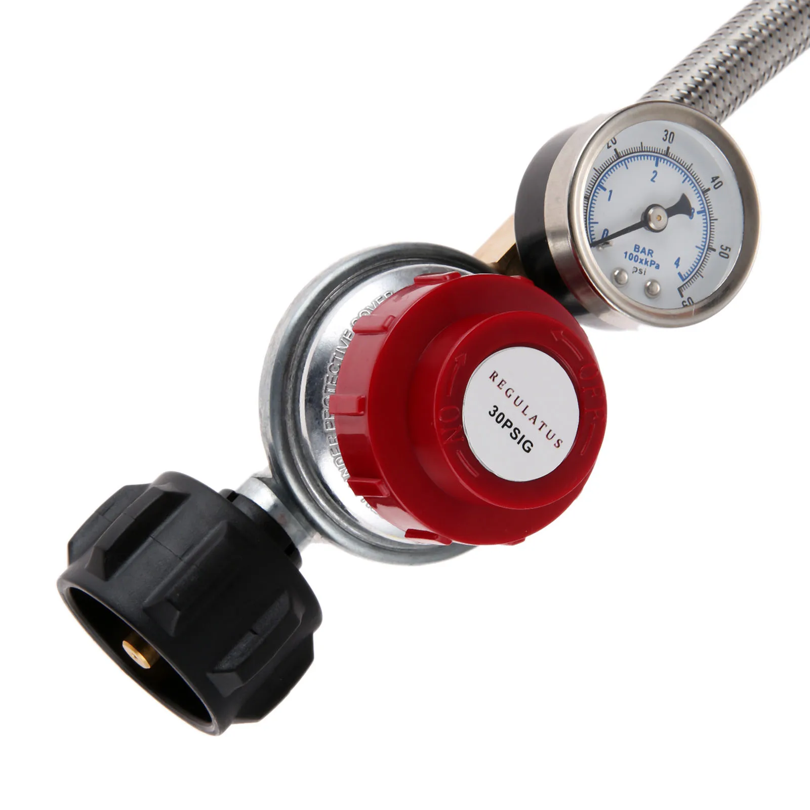 0-30 PSI High Pressure Adjustable Propane Regulator with Gauge Gas Line Pipe Thread Tape