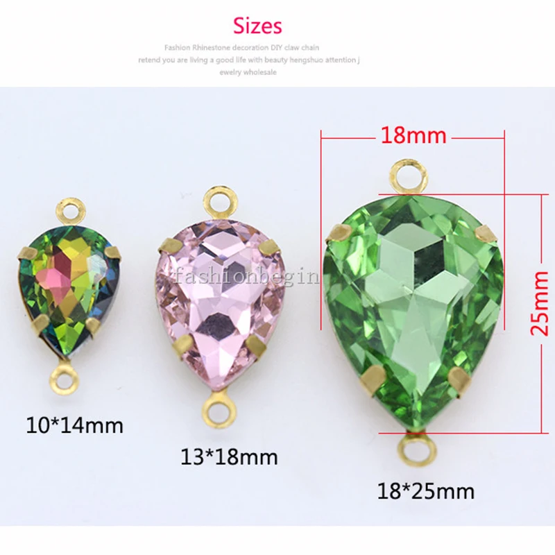 Double framed pendant Crystal Teardrop rhinessttones sewing Water droplets stones shape for Jewelry making clothing accessories