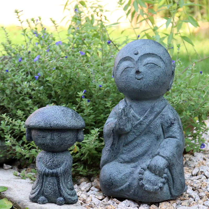 

Chinese Retro Zen Little Monk Resin Accessories Villa Homestay Figurines Decoration Balcony Garden Landscape Sculpture Ornaments