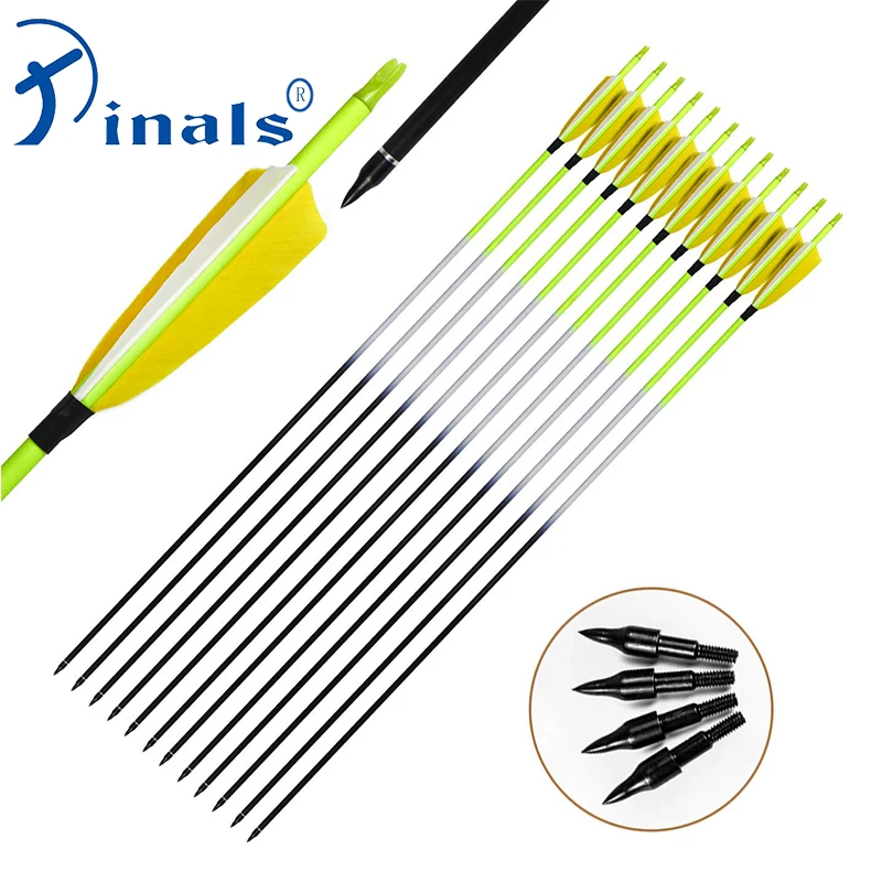 

Pinals Spine 300 340 400 500 600 Archery Carbon Arrows Shaft Turkey Feather Points for Compound Recurve Bow Hunting 6/12PCS