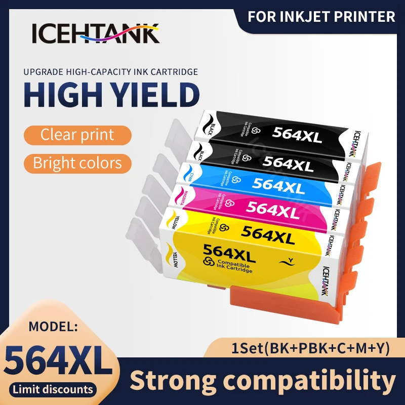 Icehtank 1set 564XL Compatible Ink Cartridge For HP564 Photosmart 4620 5510 5511 5512 5514 5515 5520 5522 5525 6510 6512 6515