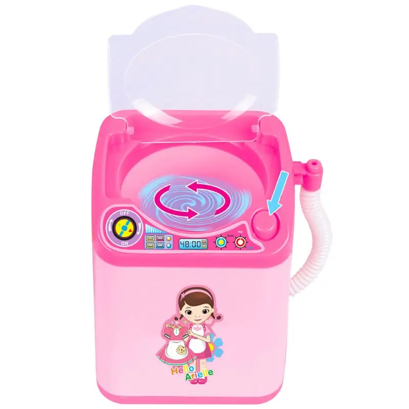 Children’s Cleaning Toy Cute Realistic Mini Electric Washing Machine for Cosmetic Tools Washing Girls Activity Toys 4’’