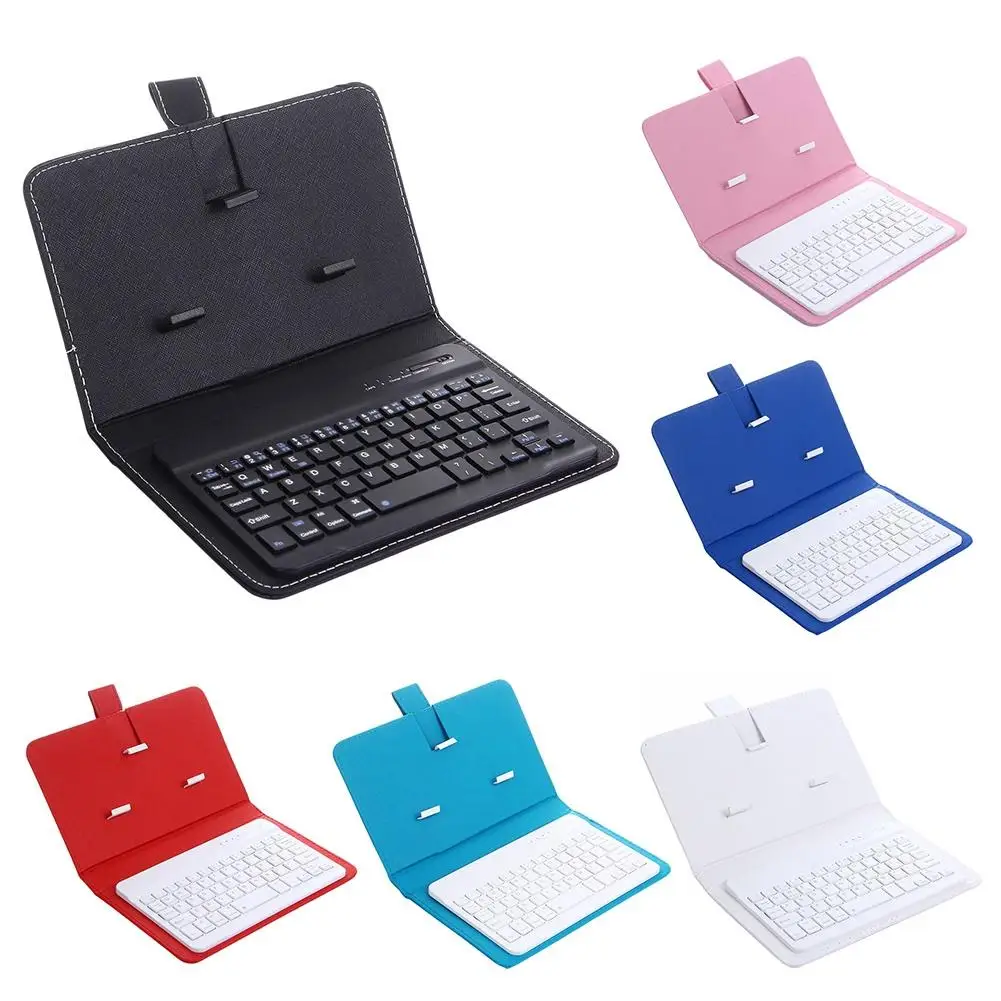 Portable Wireless Bluetooth Keyboard with Faux Leather Case for iPhone smartphones within 7 inches Phone