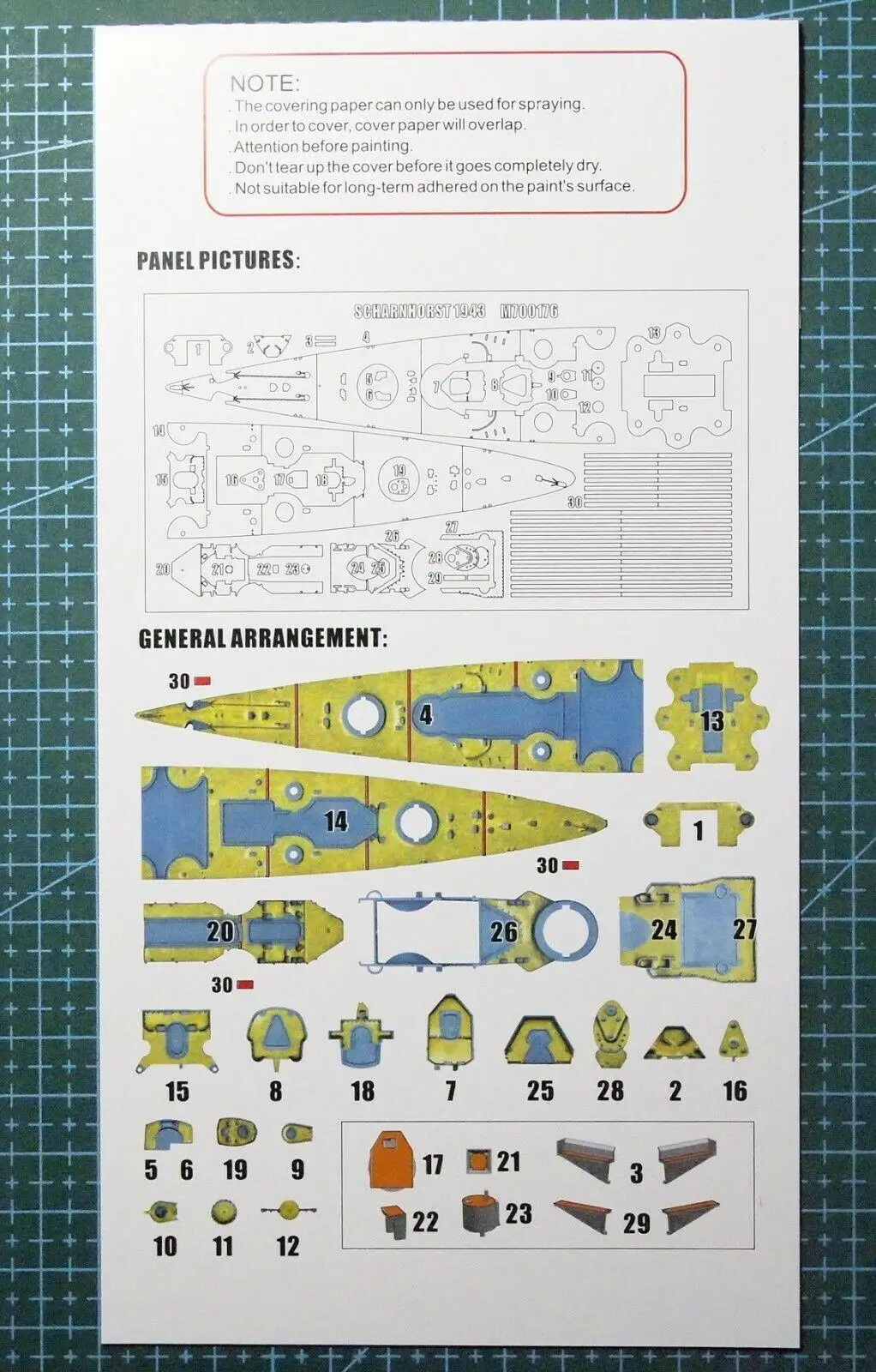 Hunter M700176 1/700 German Scharnhorst deck masking sheet for Flyhawk FH1148