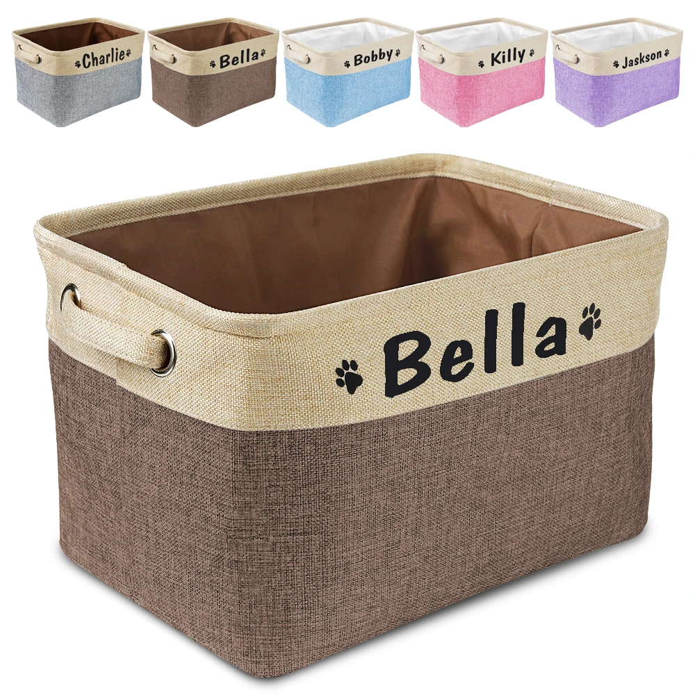 Custom Pet Toy Storage Bin Canvas Dog Toy Box Storage Basket Pet Dirty Clothes Leash Basket Collapsible Bin  Pet Accessoreis