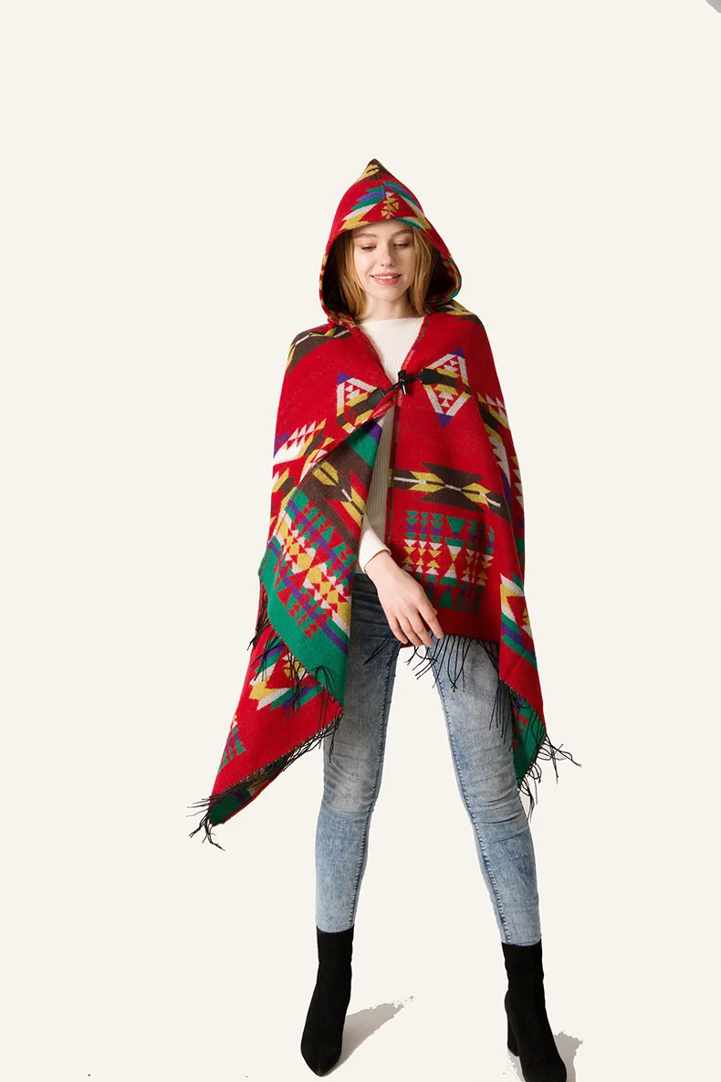 Ethnic Multifunction Bohemian Shawl Scarf Tribal Fringe Hoodies Striped Cardigans blankets Cape shawl tassels Poncho Coat