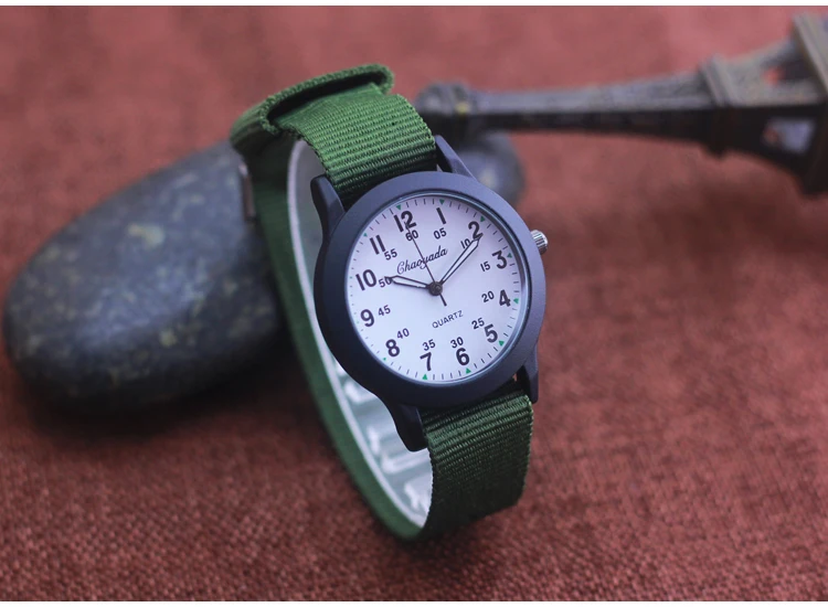 Chaoyada Brand Boys Men Students Learning Time Quartz Watches Girls Water Resistant Gifts Clock Kids Canvas Fashion Wristwatches
