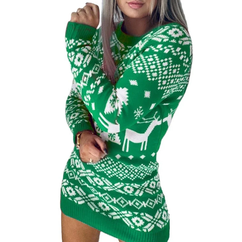 Kerst Vrouwen Trui Kerstman Xmas Printing Lange Mouwen Ronde Hals Gebreide Trui Herfst Winter Truien Tops Truien