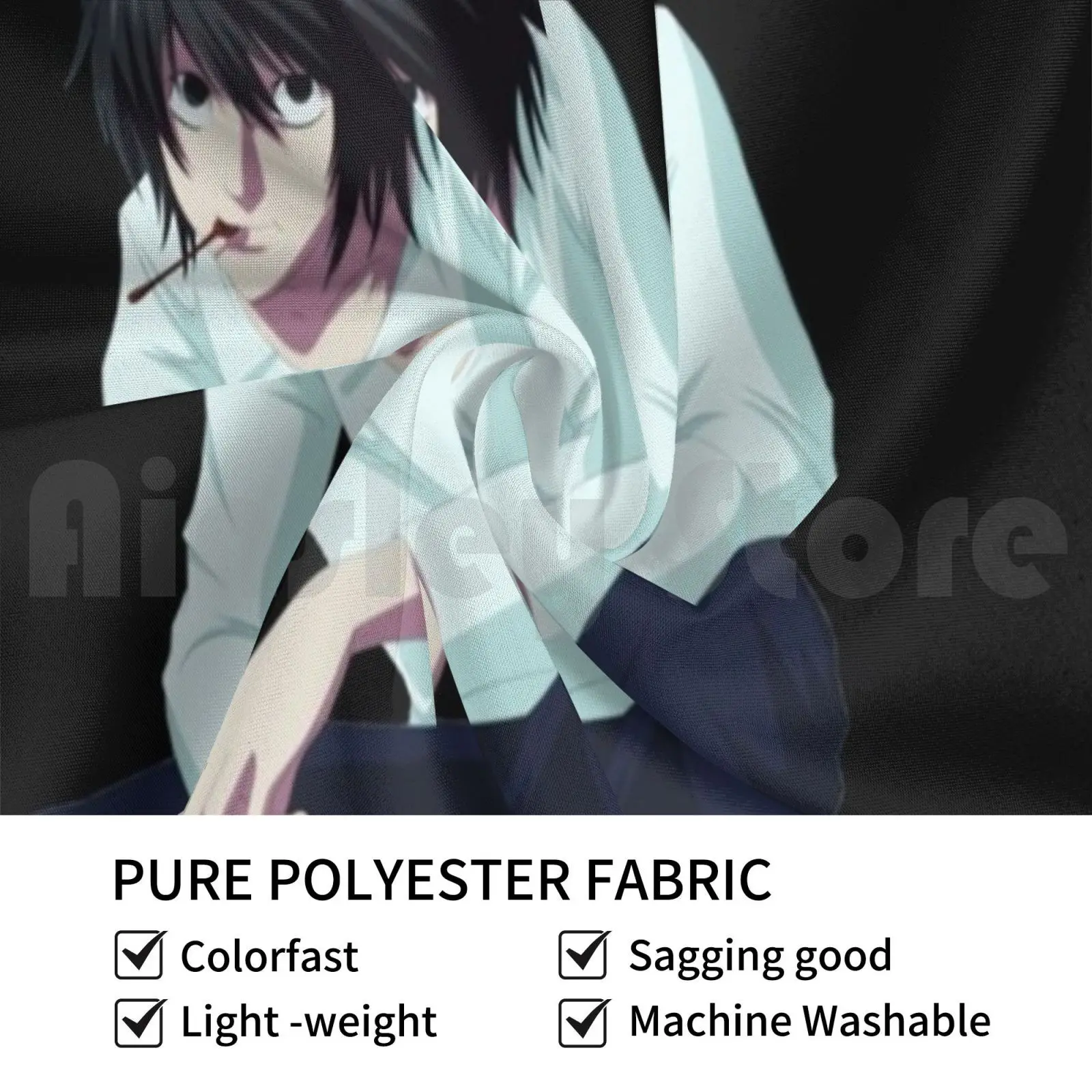 L In Typical Sitting Position Tapestry Background Wall Hanging Death Note Shinigami Anime Light Japan Cartoon God Of