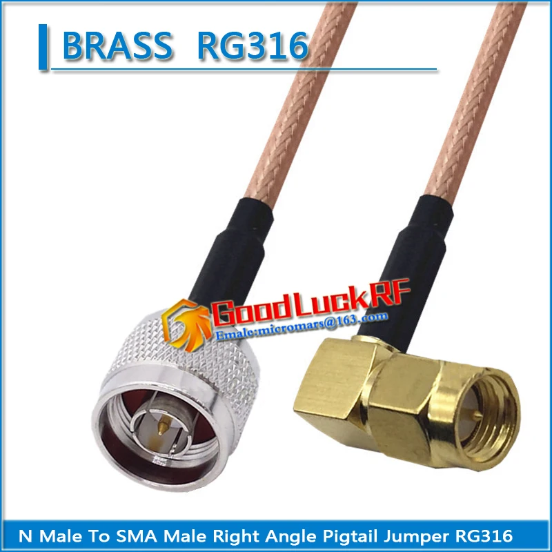 

1X Pcs High-quality N Male to SMA Male 90 Degree Right Angle Coaxial Type Pigtail Jumper RG316 Cable SMA to N Low Loss