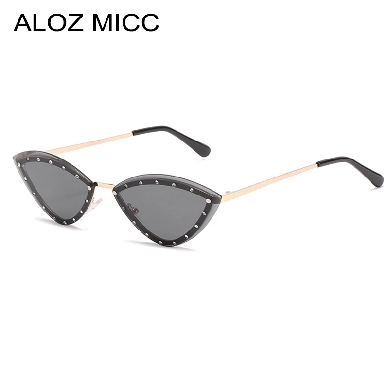 

ALOZ MICC Vintage Cat eye Sunglasses Women Men Fashion Rimless Black Sun Glasses Female Brand Designer Punk Eyewear UV400 Oculo