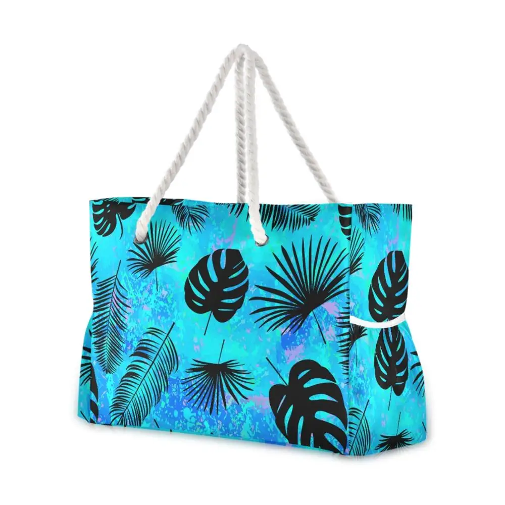 New Hot Sale Women Nylon Beach Bags Palm Leaves Printed Casual Bag High Quality Female Single Shoulder Handbags Ladies Tote