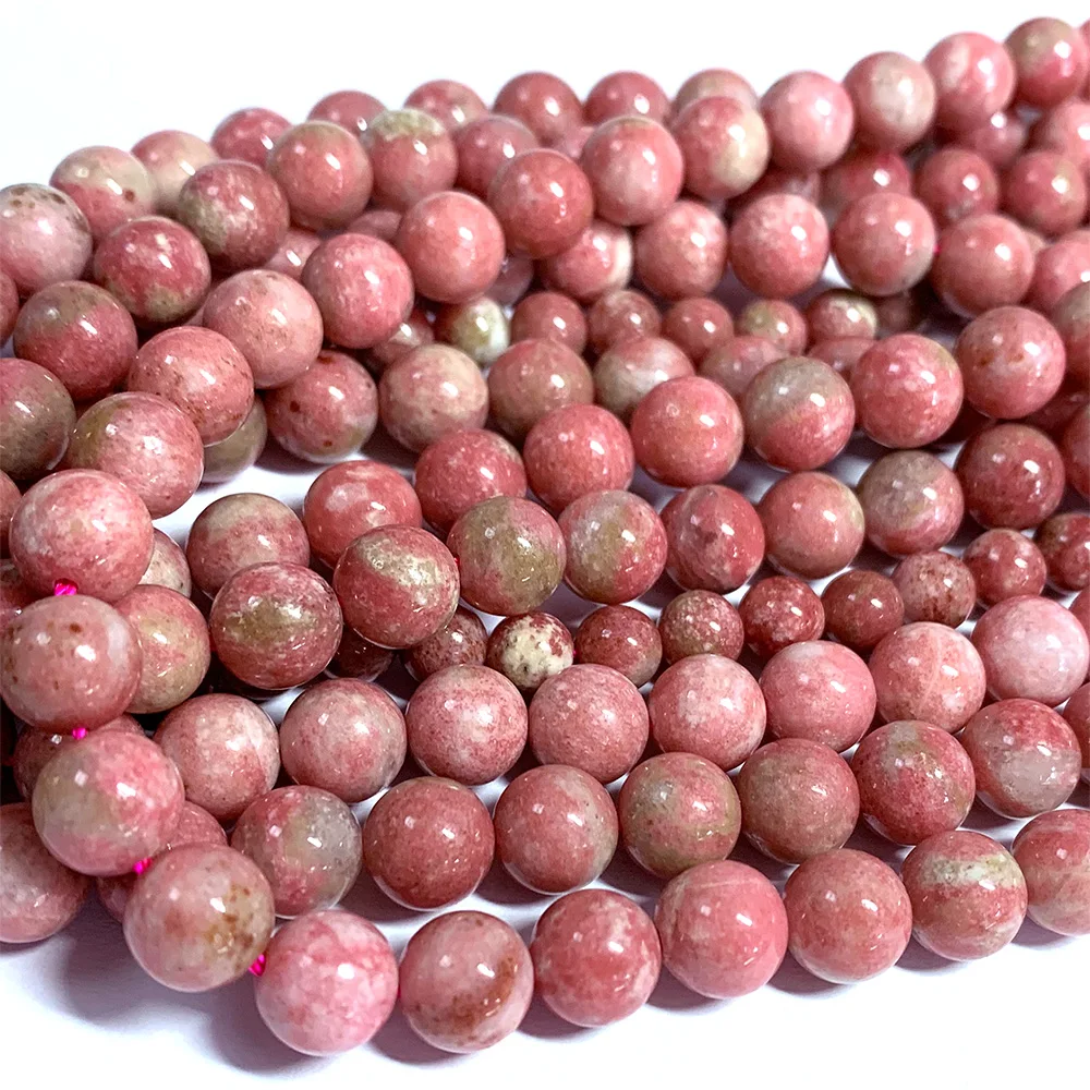 Veemake Natural Genuine Red Pink Thulite Round Loose Gemstone Necklaces Bracelets Earrings Women's Beads For Jewelry Making07033