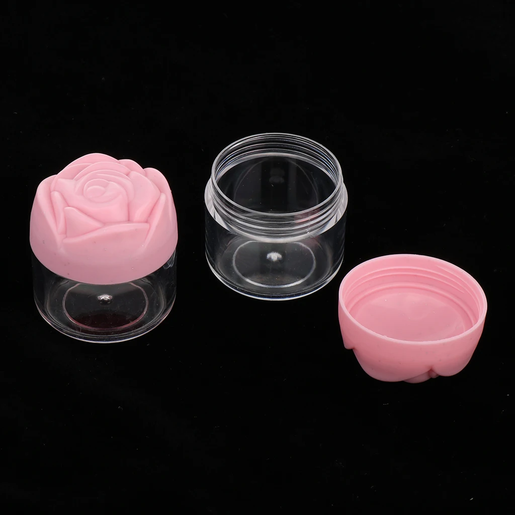 10 pezzi di 20g di Plastica Crema Cosmetica Contenitori con Rosa A Forma di Tappi A Vite, vuoto Campione di Trucco Vasetti Balsamo per le labbra Vaso vaso