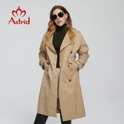 Astrid New Spring Autumn Trench Coat long Fashion Windproof  hood Plus size Outwear Windbreaker female clothing 7246