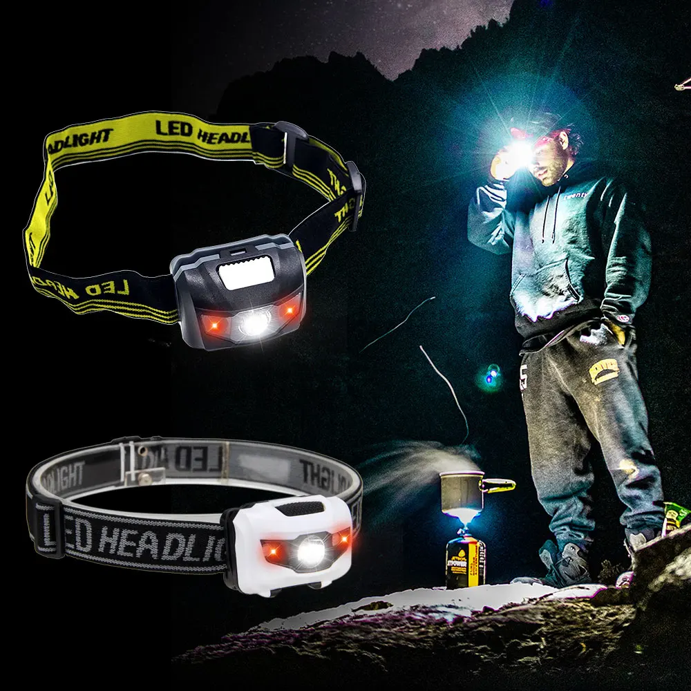 Mini Headlamp 600LM Super Bright R3 Red+2LED White Headlight Outdoor IPX-5 Waterproof Camping Flashlight Head Light Torch Lamp