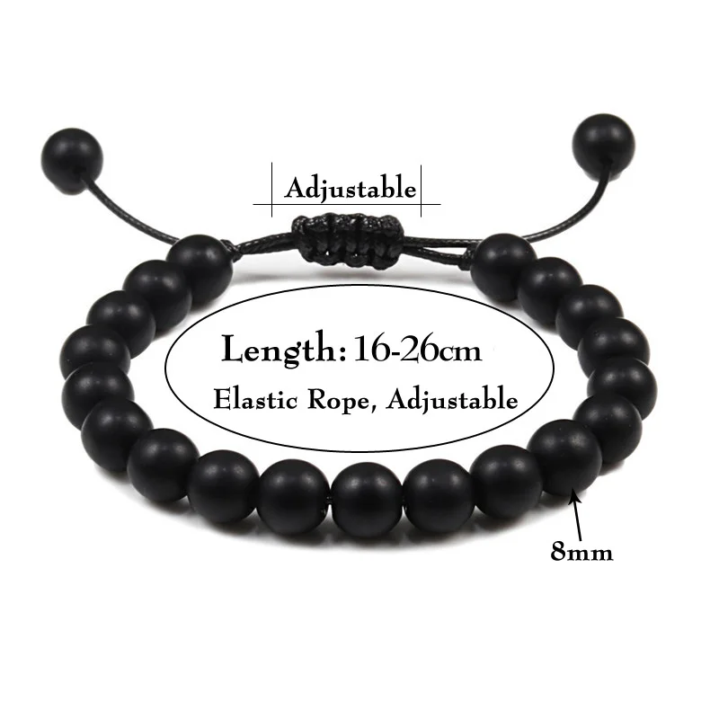 Adjustable Couples Bracelets with Black & White Beads