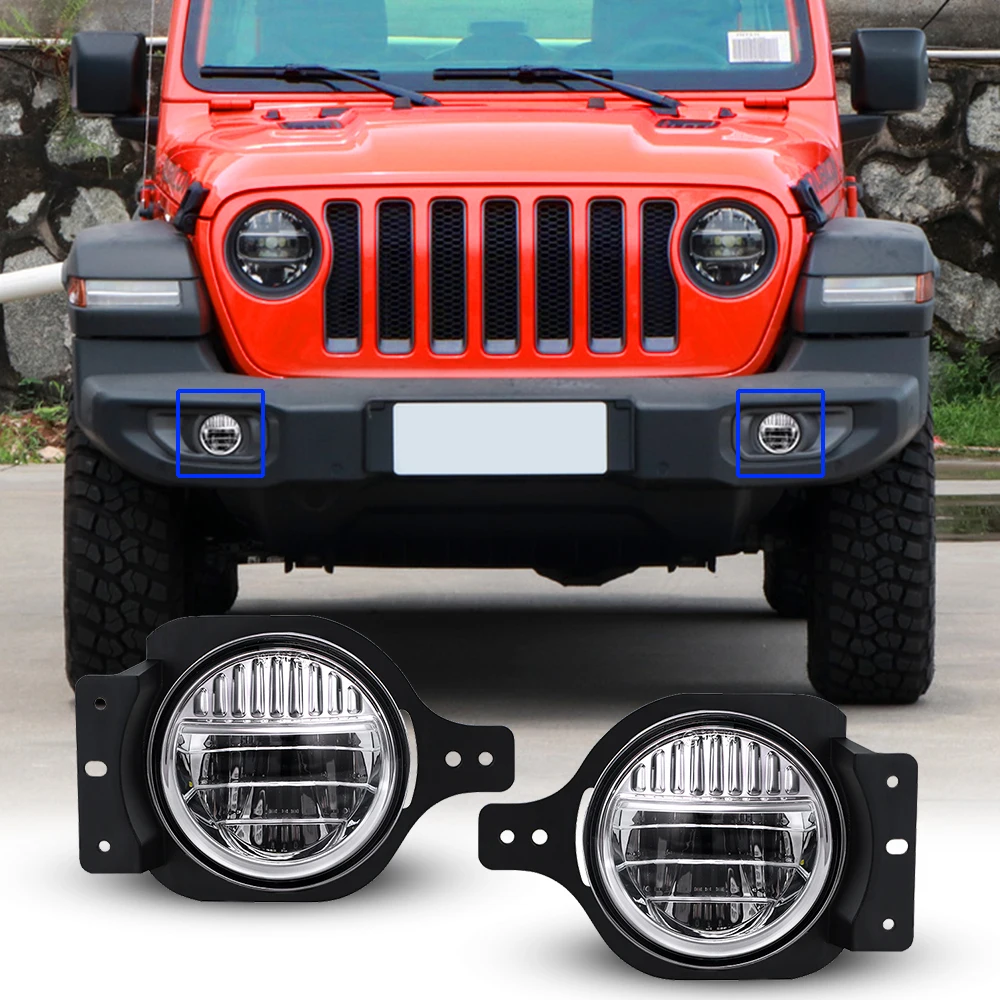 

2PCS Black 4 inch front led fog lights Passing lamps 40W LED Driving lamps with Bracket for Jeep Wrangler JL