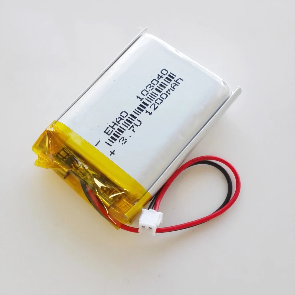 3.7V 1200mAh litowo-polimerowa LiPo akumulator 103040 + wtyk JST 2Pin 1.5mm do MP3 GPS DVD aparat telefoniczny Ledlight