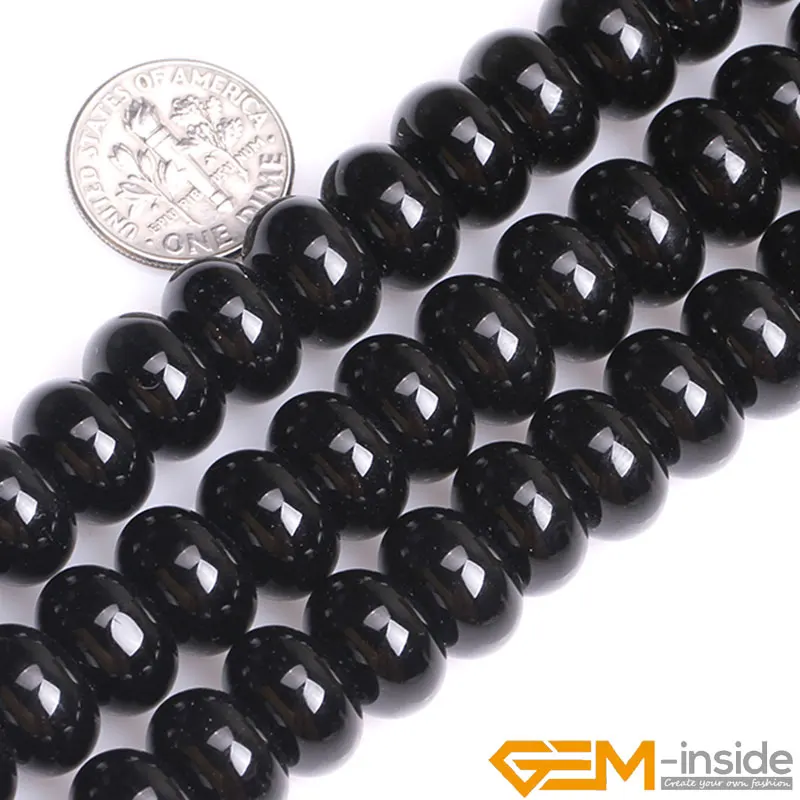 Rondelle Spacer Black Agates Beads Natural Stone Beads DIY Loose Beads For Jewelry Making Strand 15 Inches Free Shipping