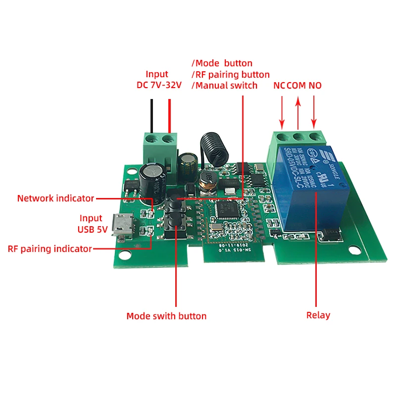 Zigbee-Módulo de interruptor inteligente eWeLink Tuya, 1 canal DC 12V 24 32V, Relé de Pulso por 2MQTT Gateway Samsung SmartThings, Control RF