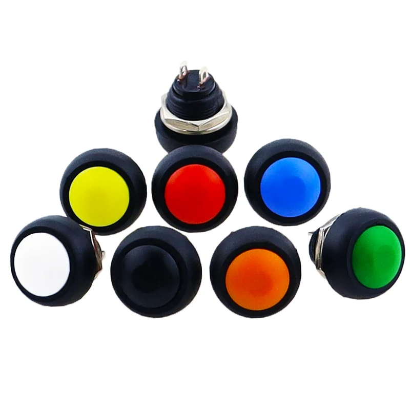 1 sztuk 2Pin Mini przełącznik 12mm 1A wodoodporny przełącznik pbs33b 12v chwilowy przełącznik wciskany resetowanie nieblokujący pbs-33b
