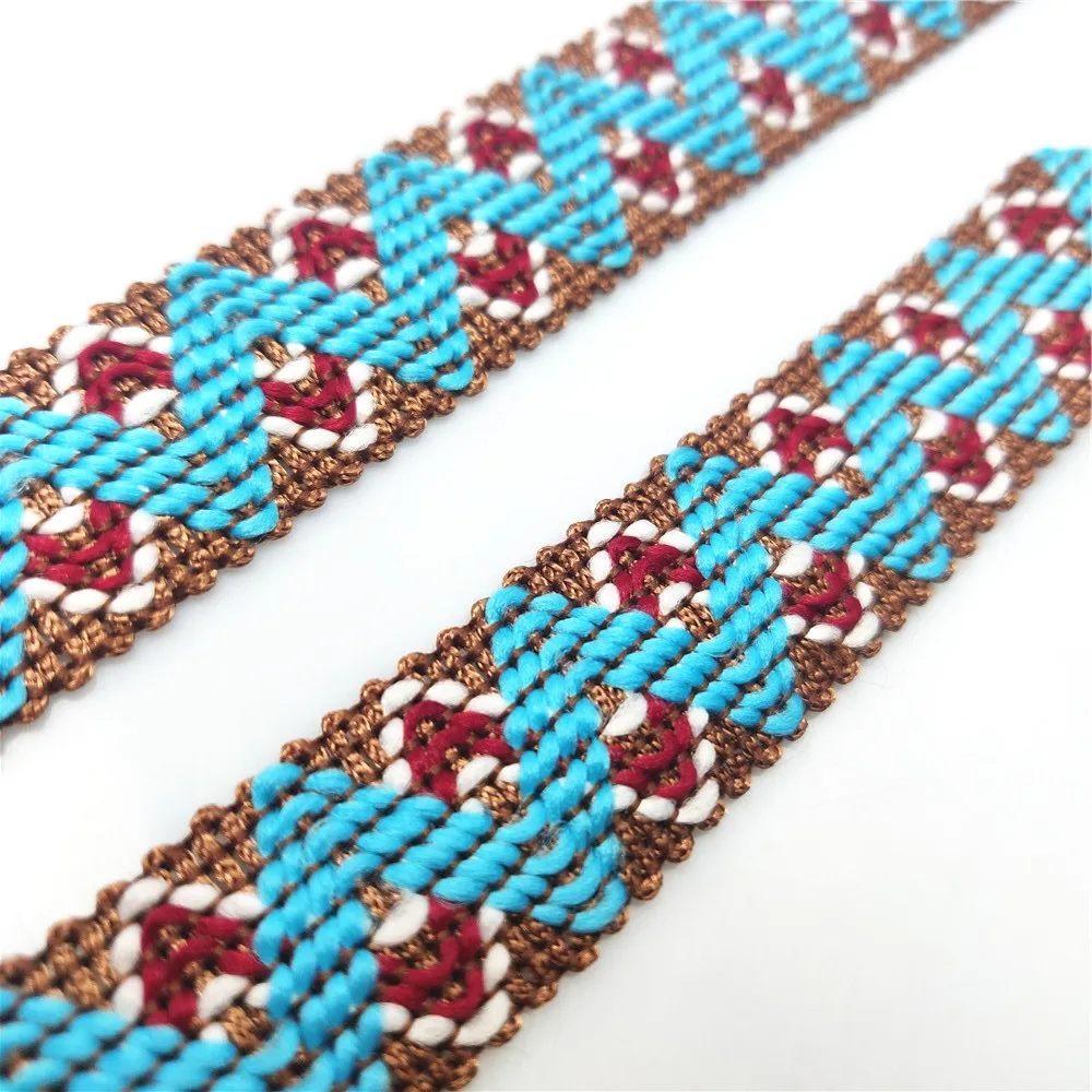 Ethnic Ribbon 21mm width Embroideried Trim Boho Lace DIY Clothes Bag Accessories Woven webbing 1yards