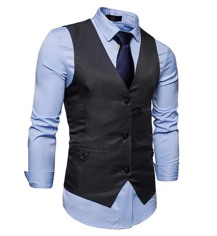 New Hot 2023 Korean Dress Vests Men Business Suit Vest Male Waistcoat Gilet Homme Casual Sleeveless Jackets S-XXL