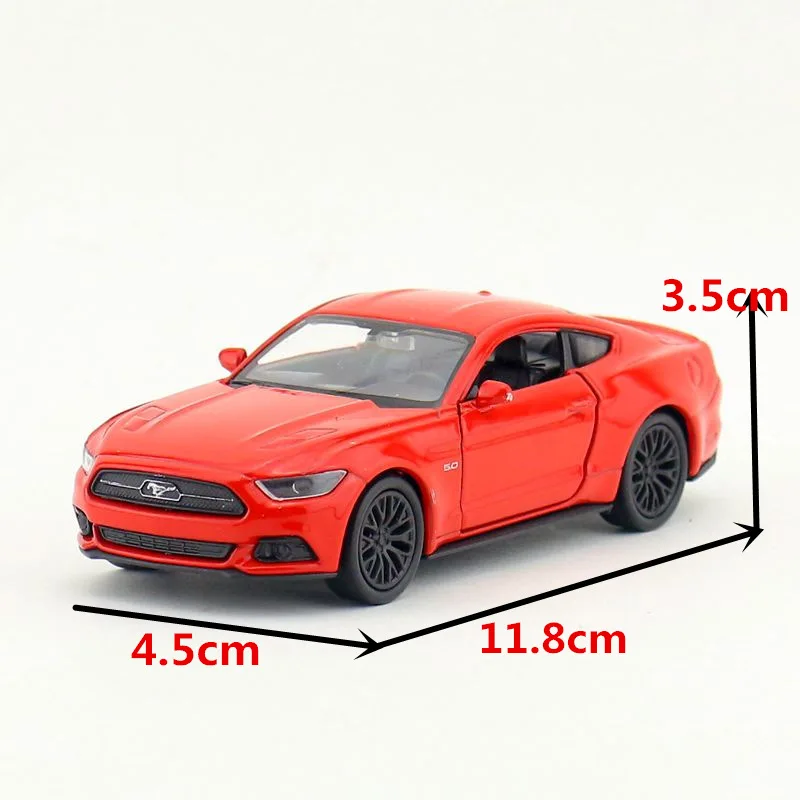 WELLY Toy Diecast Vehicle Model 1:36 Scale 2015 Ford Mustang GT Super Pull Back Car Educational Collection Gift Children