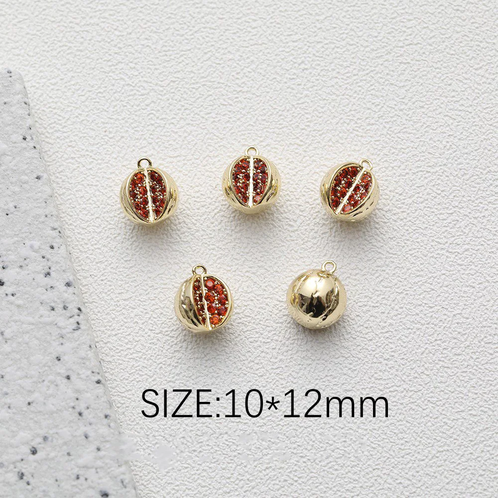 2PCS 14k Gold Plated Fruit Strawberry Mango Banana Cherry Pendant for Jewelry Making Bracelet DIY Hand Made Brass Accessories