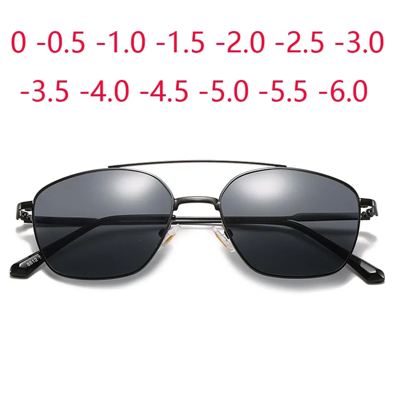 Myopia Glasses Sunglasses For Nearsighted Men Women Alloy Frame UV400 Optional Prescription Spectacles 0 -0.5 To -6.0