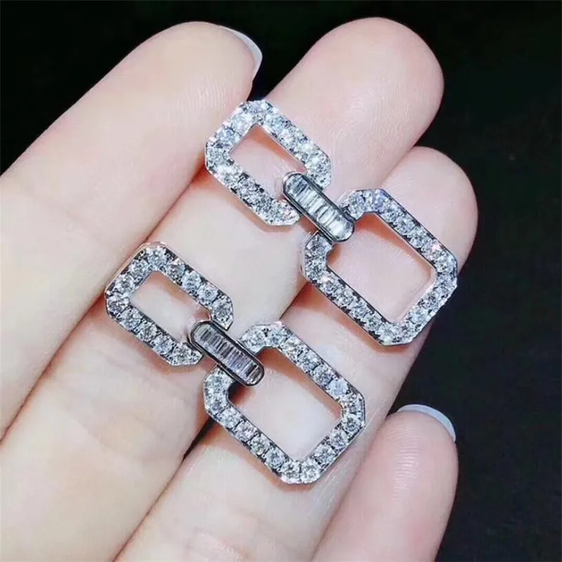 Choucong Brand New Luxury Jewelry 925 Sterling Silver Princess Cut White Topaz Long Earring Women Wedding Dangle Earring Gift