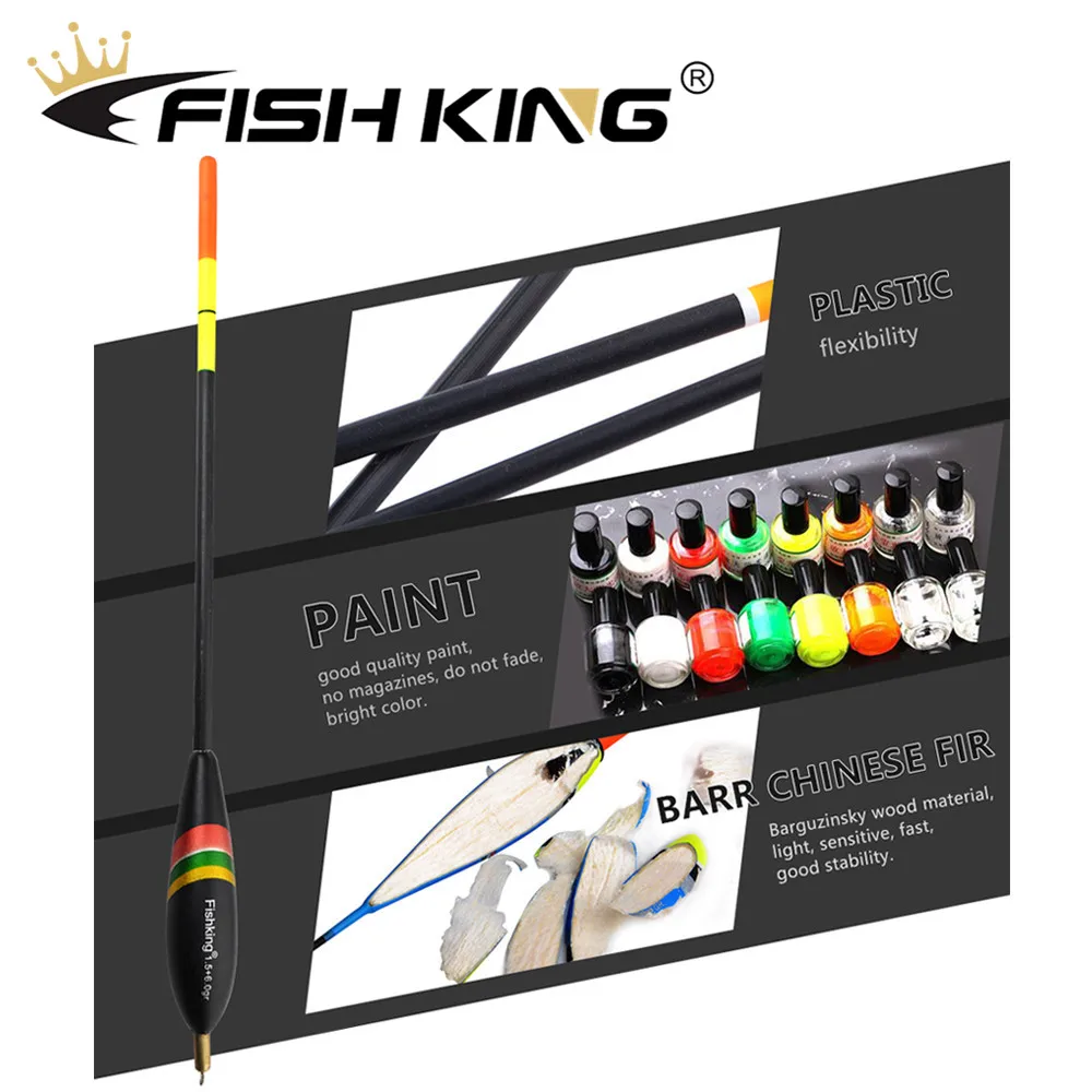 물고기 킹 3 개/갑/팩 Barguzinsky 전나무 플로트 1.5 + 4.0g/1.5 + 5.0g/1.5 + 6.0g 발사 Bobber 코르크 잉어 수직 부표 낚시 플로트