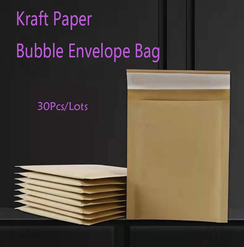 30Pcs/Lots 12 Sizes Kraft Paper Bubble Envelopes Bags Shockproof Bubble Mailers Padded Shipping Envelope With Bubble Mailing Bag