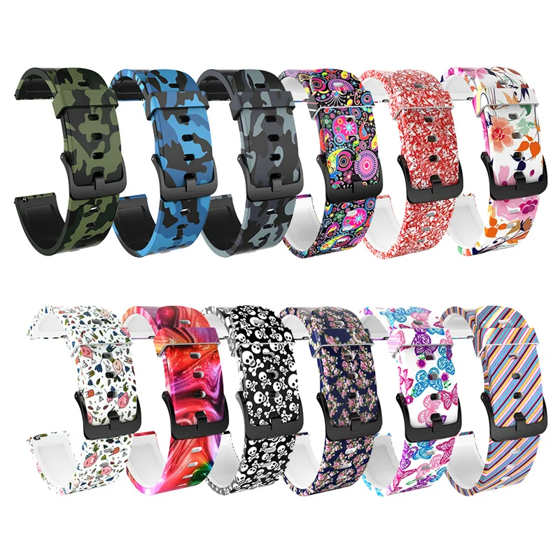 Ремешок 20 мм для amazfit BiP, силиконовый Камуфляжный браслет с различными цветочными принтами для Xiaomi Huami amazfit
