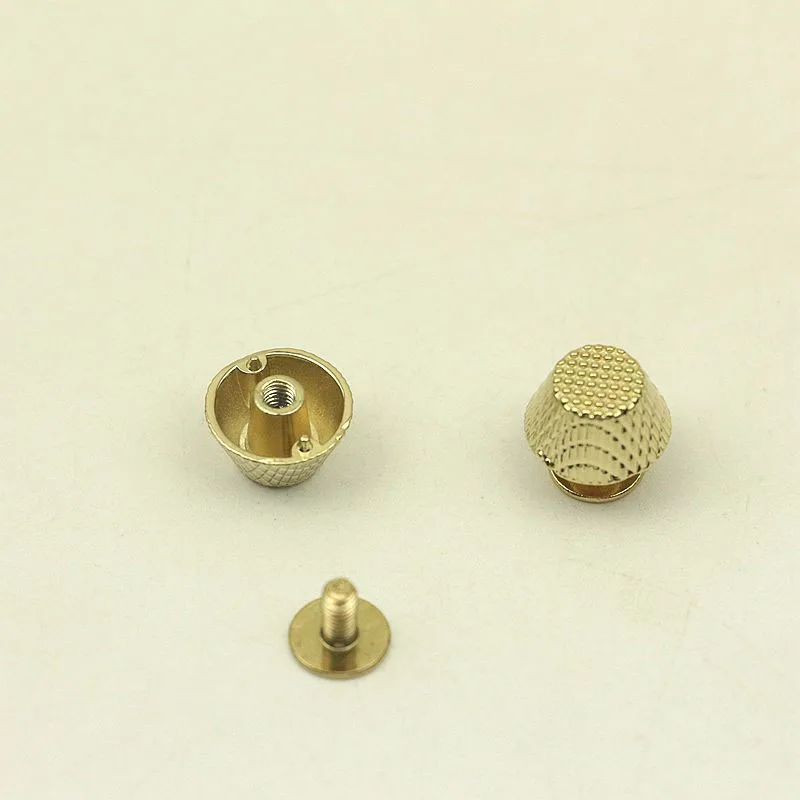 Tachuelas planas con forma de cubo de uñas, tachuelas traseras de tornillo, remaches, artesanía de cuero, decoración de bolso, 12mm, 6 unidades